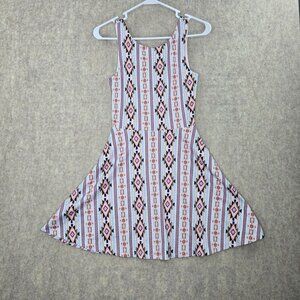 H&M Womens Sleeveless Fit & Flare Aztec Print Dress Size 6 Polyester Blend